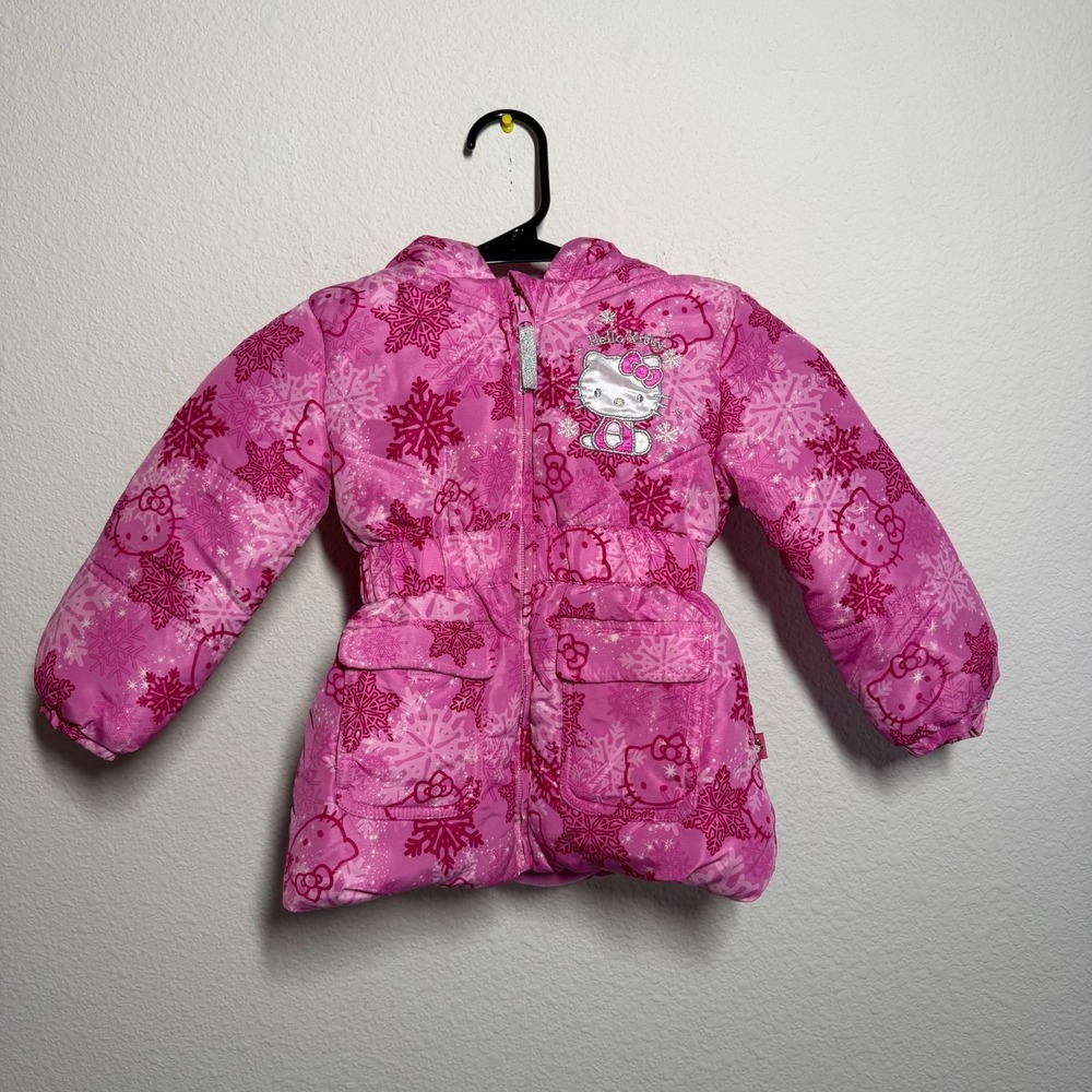 Hello Kitty Winter Jacket Toddler Girls 3T Pink Snowflake Long Sleeve Full Zip‎